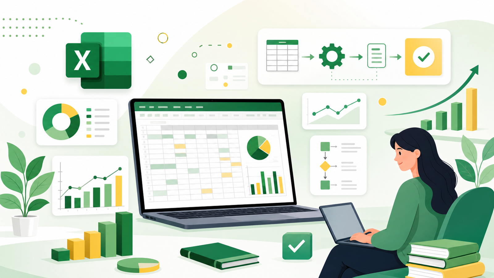 Illustration de professionnels travaillant sur des tableaux Excel pendant une formation